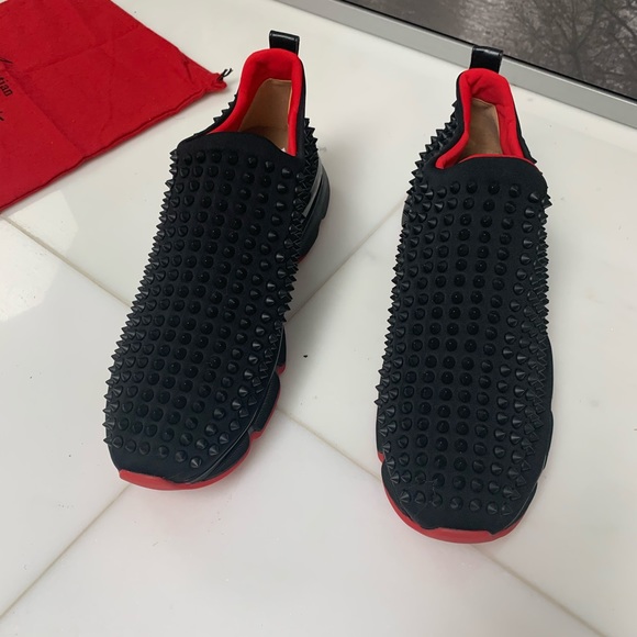 louboutin black studded shoes